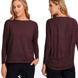 CRZ YOGA Pima Cotton Oversized Long Sleeve Workout Top Large